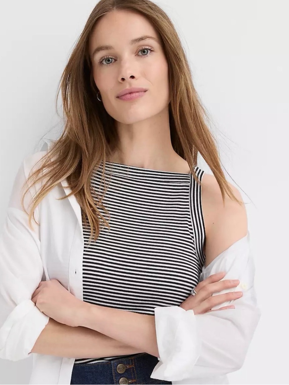 LOFT Black & White Striped Knit Top